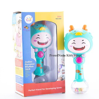 ProudNada Toys ของเล่นเด็กเขย่ามือหน้าตุ๊กตา(สีเขียว) Huile  NO.3101-5