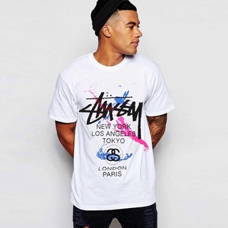 คนดัง stussy short-sleeved T-shirt men and women 2021 summer new style Stussy round neck s คอกลม