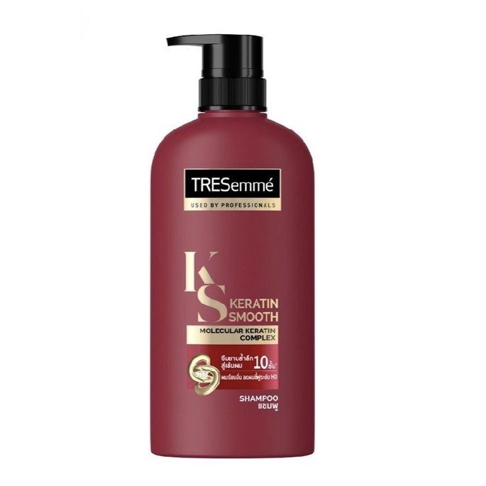 เทรซาเม่ แชมพู เคราติน สมูท สีแดง ผมเรียบลื่น ลดผมชี้ฟู 450 มล. (TRESemme Shampoo Keratin Smooth Red 450 ml.)