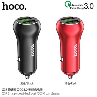 หัวชาร์จในรถยนต์ HOCO Z37 3.0  DUAL PORT CAR CHARGER หัวชาร์จในรถยนต์ ชาร์จเร็ว 2.4A/2USB สินค้ามาใหม่!! ของแท้100%