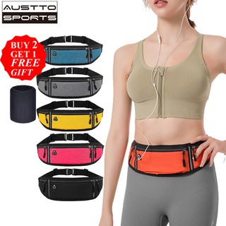 Austto Running Belt Outdoor Running Cycling Waist Pouch Bag Fitness Workout Sport Waist Pack with Earphone Hole Fits Max 6.1 Phone