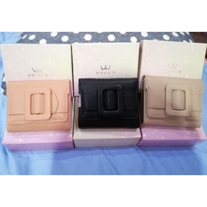 Sale60%PROUDกระเป๋าสตางค์สามพับหน้าคาดเข็มขัดแบรนด์แท้PROUD