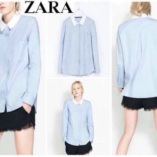 เชิ๊ต zara สีฟ้าปกขาว งานสวยคะ อก36/190฿