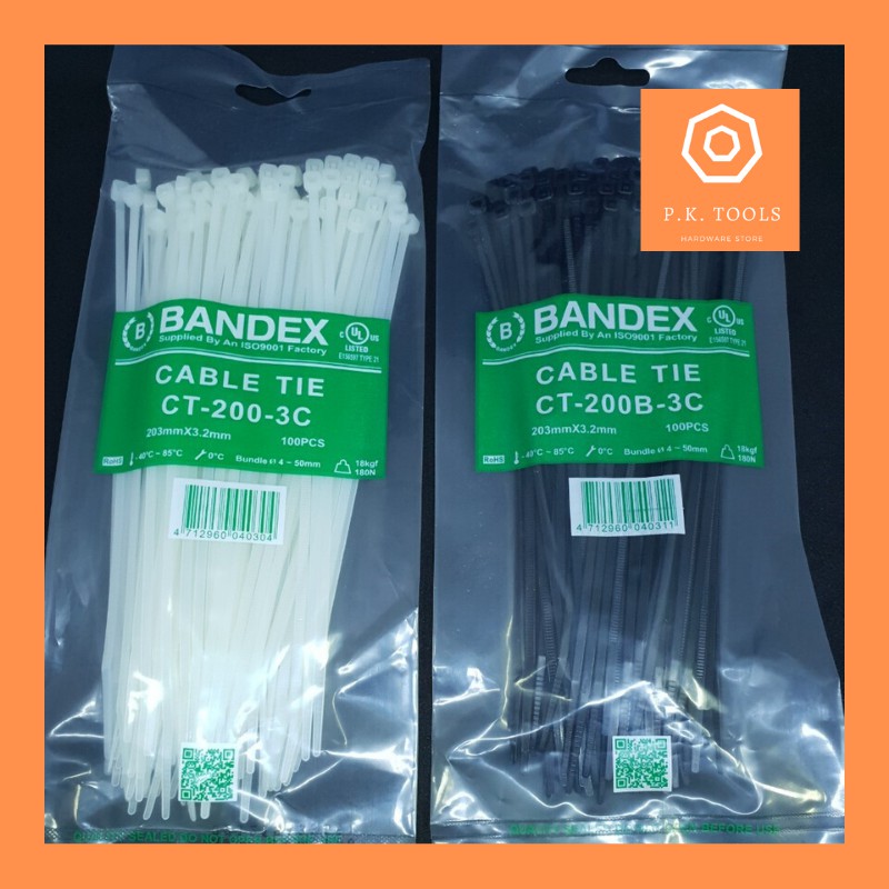 เคเบิ้ลไทร์ 10-12 นิ้ว CABLE TIRE BANBEX สีขาว-ดำ