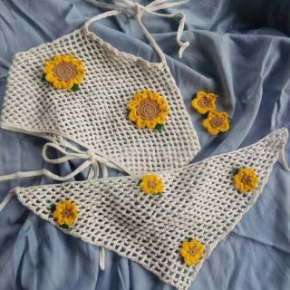 บิกินี่ถัก บราถัก bikini crochet ลูกค้าสามารถเลือกสีได้นะค่ะ