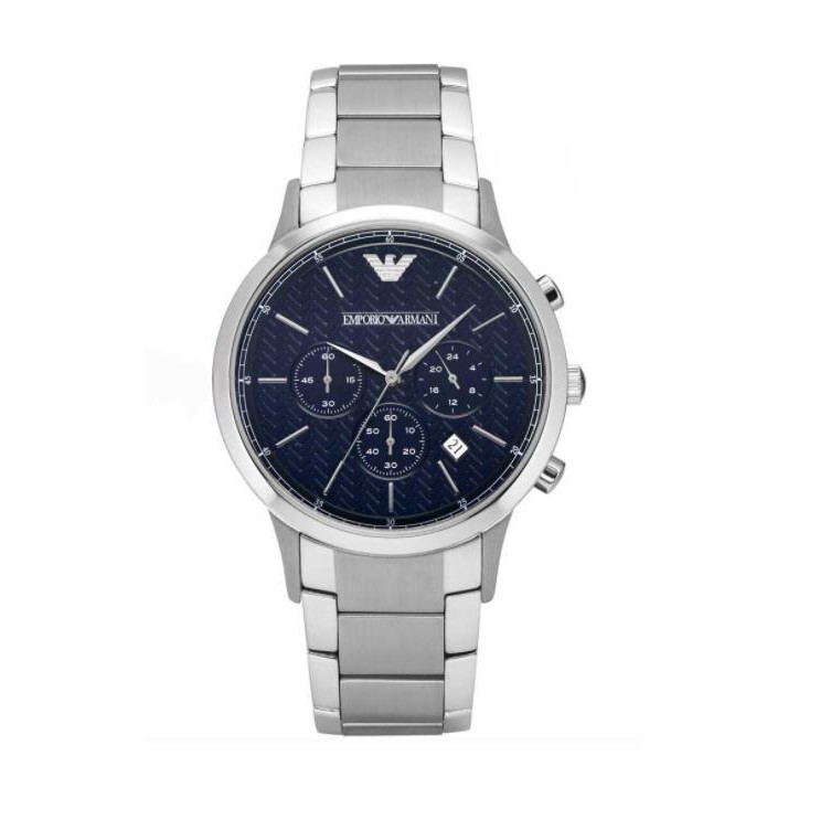 HOTஐ⊕Emporio Armani Chronograph Watch Renato Silver Stainless Steel ...