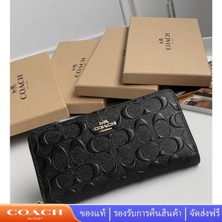 Coach 53834 กระเป๋าสตางค์ผู้หญิงซิปยาวสีดำ