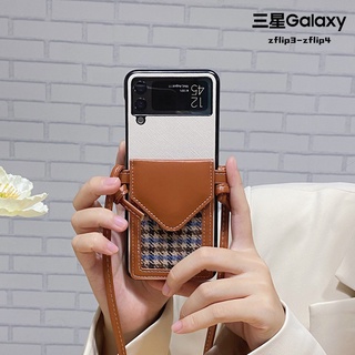 เคสโทรศัพท์มือถือ แบบฝาพับ พร้อมช่องใส่บัตร สําหรับ Samsung Galaxy Z Flip 3 Z Flip 5G Z Plip 3 Z Flip 4