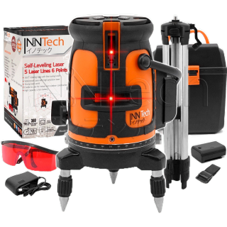 InnTech เครื่องวัดระดับเลเซอร์ รุ่นใหม่ล่าสุด!! INT-LASER-RED ระดับน้ำเลเซอร์ 5 เส้น 360 องศา 5 Lines Red Laser Level