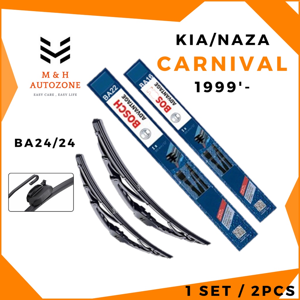 1 ชุด - KIA/NAZA CARNIVAL 1999 WIPER - ด้านหน้า BOSCH ADVANTAGE WIPER BA24/24