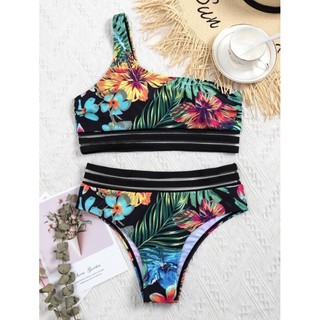 New Shein Bikini black tropical set พร้อมส่ง