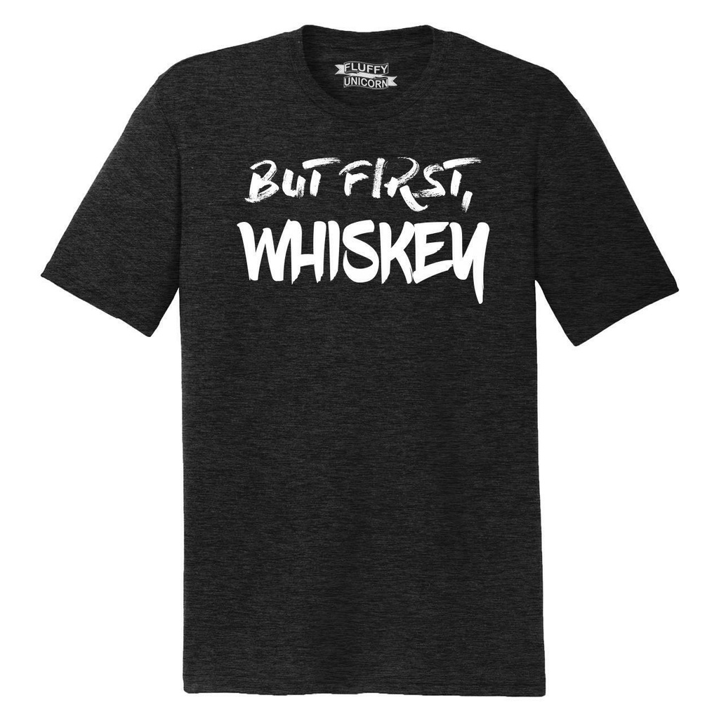 เสื้อยืดวินเทจเสื้อยืดผ้าฝ้าย พิมพ์ลาย But First Whiskey Tri-Blend สําหรับผู้ชาย JBbilm57HFbkmf51S-5