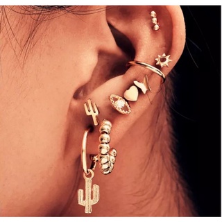 เครื่องประดับต่างหูแบบรวม Ear Clip งานเกาหลี 9 ชิ้น พร้อมส่ง