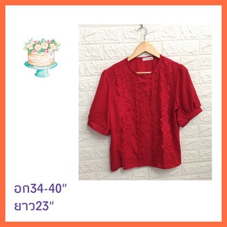 เสื้อแฟชั่นแต่งลูกไม้ เสื้อทรงสุภาพแบบเรียบๆ. S255