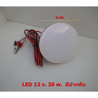 หลอดไฟ LED DC 12V./20 W. ( DAYLIGHT 6500K )ทรงจานบิน ( มีปากคีบ )