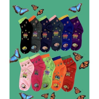 ถุงเท้า Vintage Butterfly socks (K 999) - Worldwearing. ปลีก/ส่ง