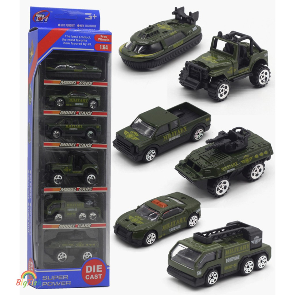 ชุด 6 ชิ้น 1:64 ของเล่นกองทัพรถหล่อโมเดลของเล่นทหารสำหรับเด็กผู้ชายรถของเล่นชุดของขวัญวันเกิดสำหรับเด็ก