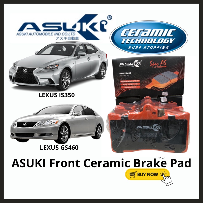 ASUKI ผ้าเบรคหน้า Lexus LS350 LS430 GS250 GS300 GS350 GS430 GS460 RC350 อะไหล่เซรามิคเบรค Pad CF-226