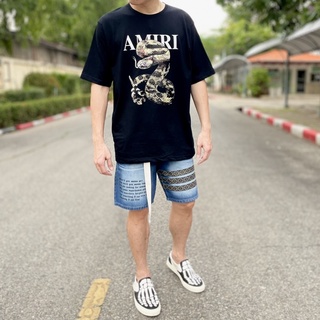 เสื้อยืดผ้าฝ้ายพิมพ์ลายขายดี ✒[ลด 10% ใส่โค้ด MFSEP]  เสื้อยืด Amiri Oversize Tee