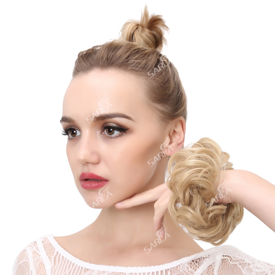ต่อผมซาลาเปา ผมหยิกยุ่ง ยืดหยุ่น ผม Scrunchies แฮร์พีซสังเคราะห์ Chignon โดนัท อัพโด้ แฮร์พีช สําหรับผู้หญิง เด็กผู้หญิง