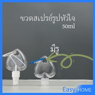 ขวดสเปรย์รูปหัวใจ พร้อมตะขอเกียว สะดวกพกพา  Heart shaped spray bottle