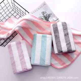 MJT-01【35x75 ซม. 】ผ้าขนหนู สำหรับเช็ดผม เช็ดตัว ไม่ใช่ผ้าผืนใหญ่ ผ้าเช็ดตัวขนเป็ด ลายขวาง มีลาย