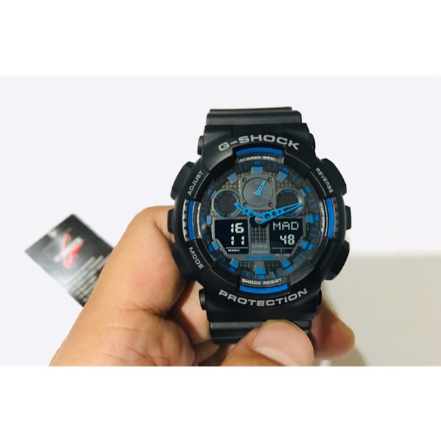 Casio G-Shock รุ่นGA-100-1A2DR (Blue Black) สายเรซิ่น แท้ 100%