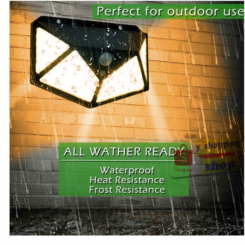 Warm white light * Solar motion sensor light 228 LED 3 โหมด ขนาดใหญ่  ไฟออก4ทาง ไฟติดผนังโซล่าเซลล์พลังงานแสงอาทิตย์ เซ็