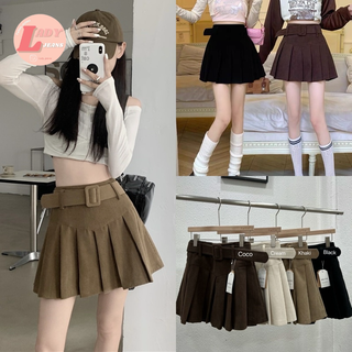 Lady_jeans#9961-1(ใส่โค้ด 8C2SXE ลด 20%)❤️พร้อมส่ง ครบสี กระโปรงลูกฟูกทรงเทนนิส+แถมฟรีเข็มขัดผู้หญิง