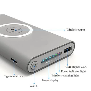 Power Bank แบตเตอรี่สำรองไร้สาย ความจุ 20000 mAh ชาร์จไร้สายและมีสายได้ Qi Wireless แท้ 100%