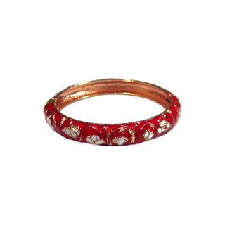 TANITTgemsกำไลข้อมือEnamelสีแดงลายดอกไม้ - Red