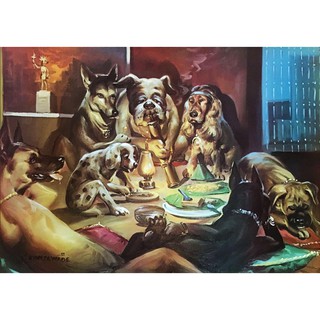 โปสเตอร์ รูปวาด หมา ล้อเลียน Dogs Playing POSTER 20”x30” Inch Classic Vintage DOG Painting v7