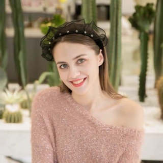 💗 คาดผมโบว์มุกสีดำ สวยหรูดูแพง 💗