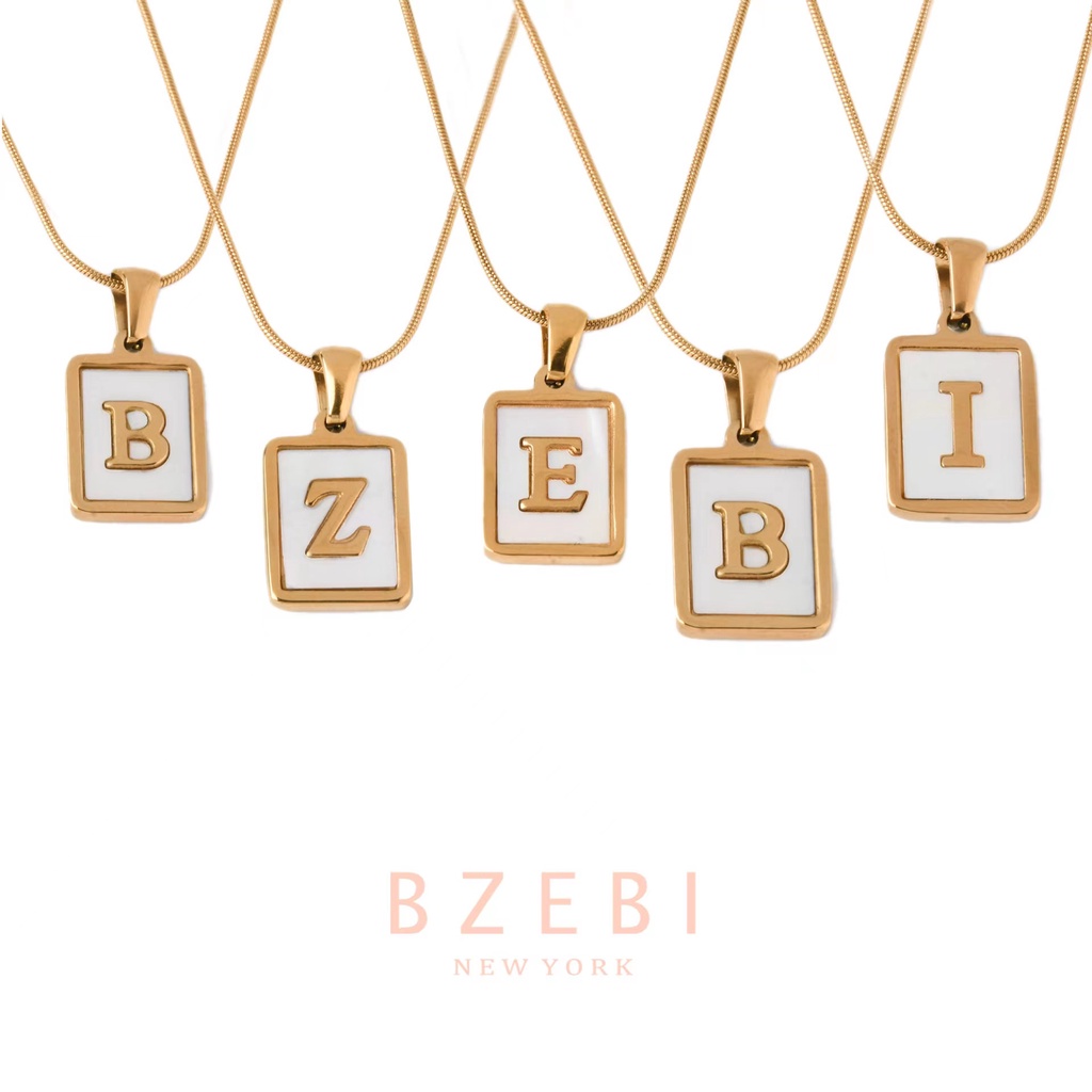 BZEBI สร้อยคอ จี้ตัวอักษรภาษาอังกฤษ a z  ผู้หญิง สแตนเลส โซ่ necklace จี้ทอง ภาษาอังกฤษ เงิน 18k สําหรับผู้หญิง 1070n