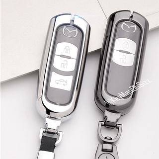 เคสกุญแจรีโมทรถยนต์ MAZDA แบบ 2 ชั้น (Double-Layer Metal Zinc Alloy Key Cover with transparent push button Guard 360