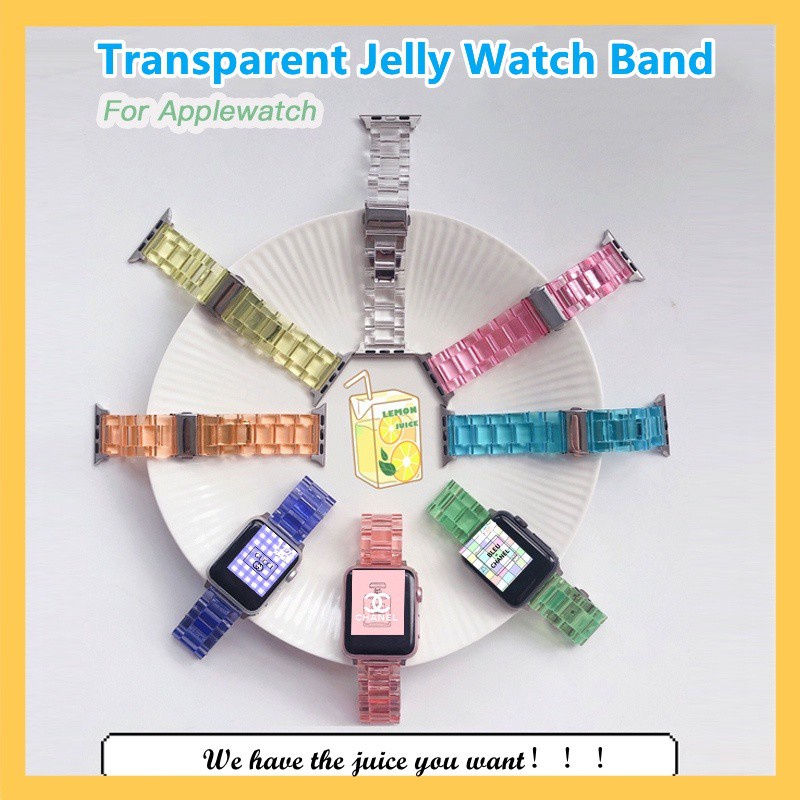 ใหม่ล่าสุด สายนาฬิกา Apple Jelly Transparent for Apple Watch Band Series 6 SE 7 5 4 3 2 1 สายนาฬิกาแบบใส 38mm 40mm 42mm 44mm Watch Band