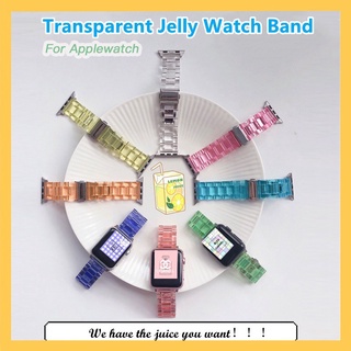 ใหม่ล่าสุด สายนาฬิกา Apple Jelly Transparent for Apple Watch Band Series 6 SE 7 5 4 3 2 1 สายนาฬิกาแบบใส 38mm 40mm 42mm 44mm Watch Band