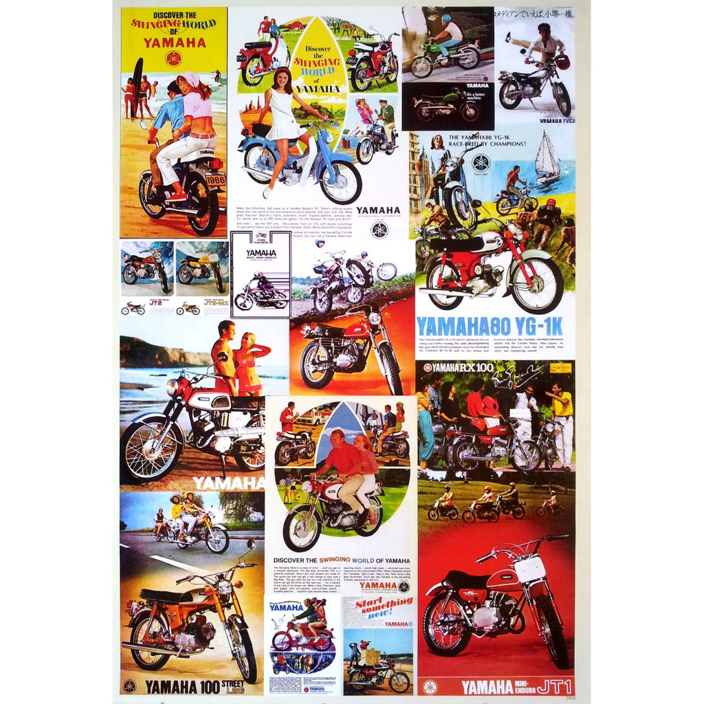 โปสเตอร์ โฆษณา โบราณ รถมอเตอร์ไซค์ Yamaha Mix Poster 24”X35” Inch Japan  Advertising Motorcycle | Shopee Thailand