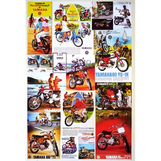 โปสเตอร์ โฆษณา โบราณ รถมอเตอร์ไซค์ YAMAHA MIX POSTER 24”x35” Inch Japan Advertising Motorcycle