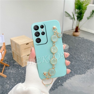 เคสโทรศัพท์ Samsung Galaxy S22 S21 Ultra S22+ S21+ Plus 5G Softcase Casing Simple Color Silicone TPU Phone Case With Chain Strap Back Cover SamsungS22 GalaxyS22 UltraS22 S22Plus