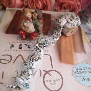 ผ้าลูกไม้ ลาย ดอกไม้ กุหลาบ แถว (สีเหลือบเทา มีให้เลือกสองขนาด) ขนาดเล็กจิ๋ว กว้าง 2 cm