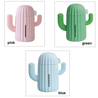 340ML Cactus Shape Room Humidifier with Night Light USB Charging Mini Office Home Humidifier Portable Quiet Air Purifica