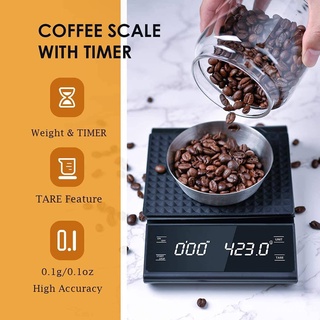 ตาชั่งกาแฟดิจิตอล Kitchen Scale ตาชั่งจับเวลา ตาชั่งกาแฟ  ขนาด3KG/ 0.1G จับเวลากาแฟจอแสดงผล