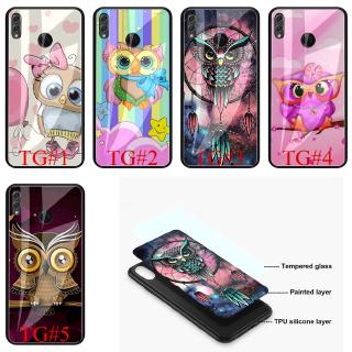 เคสโทรศัพท์กระจกนิรภัยลายนกฮูกน่ารักสําหรับ vivo v 9 y 85 y 89 v 15 y 17 y 93 y 9591 y 91 c