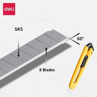 Deli คัตเตอร์ คัตเตอร์เหล็กเล็ก มีดคัตเตอร์ 18mm คัตเตอร์ด้ามแสตนเลส มีดคัตเตอร์ คุณภาพสูง Cutter