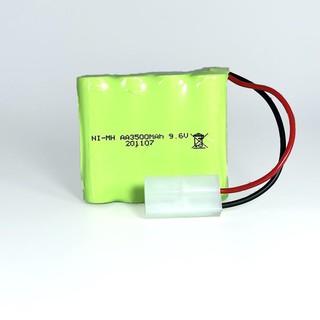 แบตเตอรี่ ขนาด 9.6 V. 3500 mAh 4X4 เซลส์ แจ็คขาว สายสองเส้น (สี่เขียว)