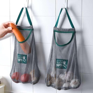 Kitchen Reusable Hanging Mesh Vegetable Fruit Mesh Bags / Handle Filter Green Shopping Storage Bag / Portable Eco-friendly Breathable Net Polyester Organizer