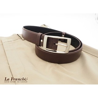 La Franche - Working Belt เข็มขัดหนังวัวแท้ Nappa สีช็อกโกลแลต พร้อมหัวเข็มขัดนิกเกิ้ลแกนกลาง #3W0045