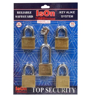 กุญแจคีย์อะไลท์ ISON 888-40/5 40 MM PB 5 ตัว/ชุด ISON 40MM 888-40/5 PB KA PADLOCK 5EA/SET