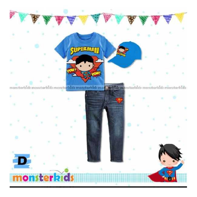 Monster Kids 8D Superman Boys Suit With Hat | ชุดซุปเปอร์ฮีโร่เด็ก